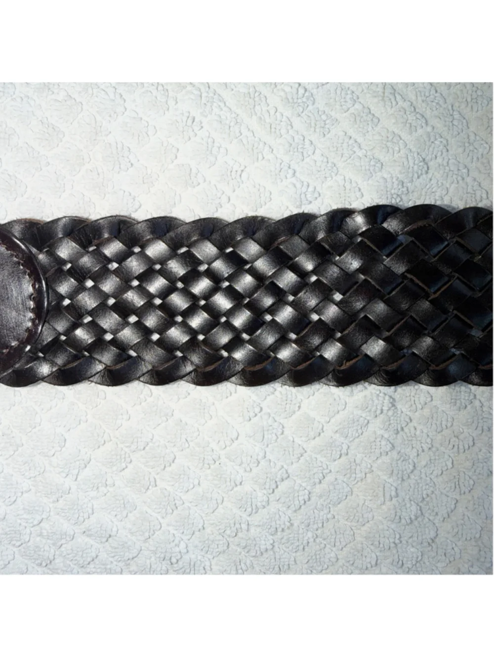 Vintage Women’s XS 100% Genuine Leather Wide Braided Belt Boho Hippie Hobo Brown